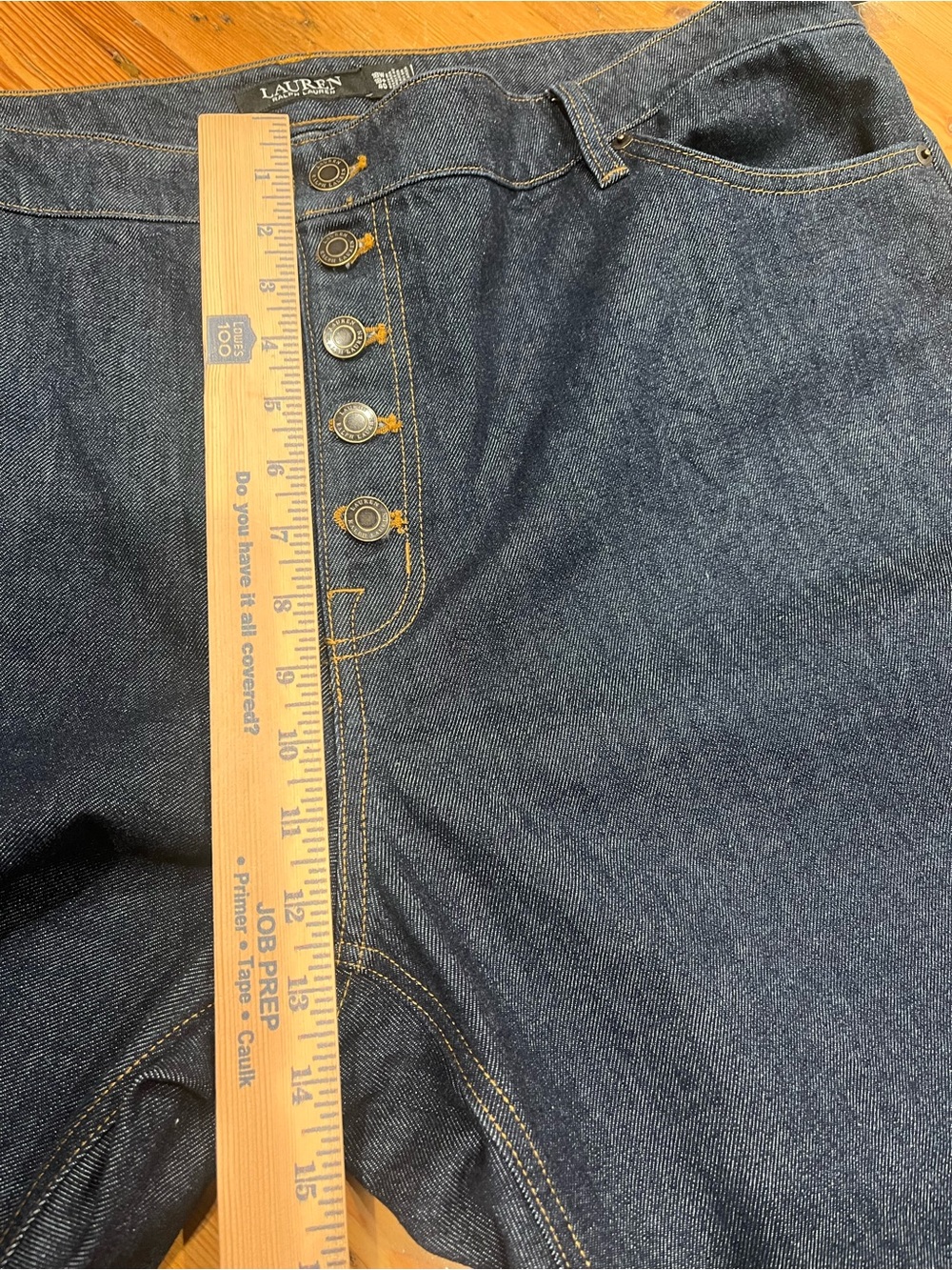 Lauren Ralph Lauren- High Rise Dark Blue Wide-Leg Button Fly Jeans • 18W • NWT - Picture 9 of 10